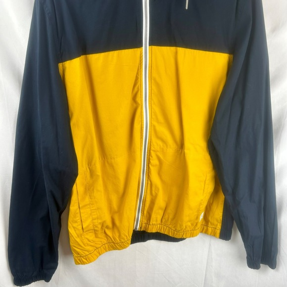 Denim & Flower Rick Singh Cotton Jacket Large Colorblock Hood Navy Blue Yellow‎ - Picture 6 of 8